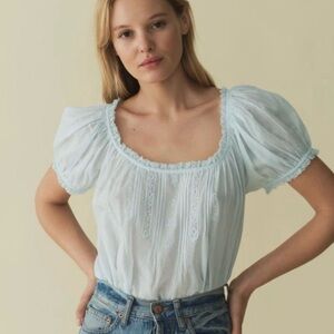 Doen Frederica Top in Alice Blue Sz L
